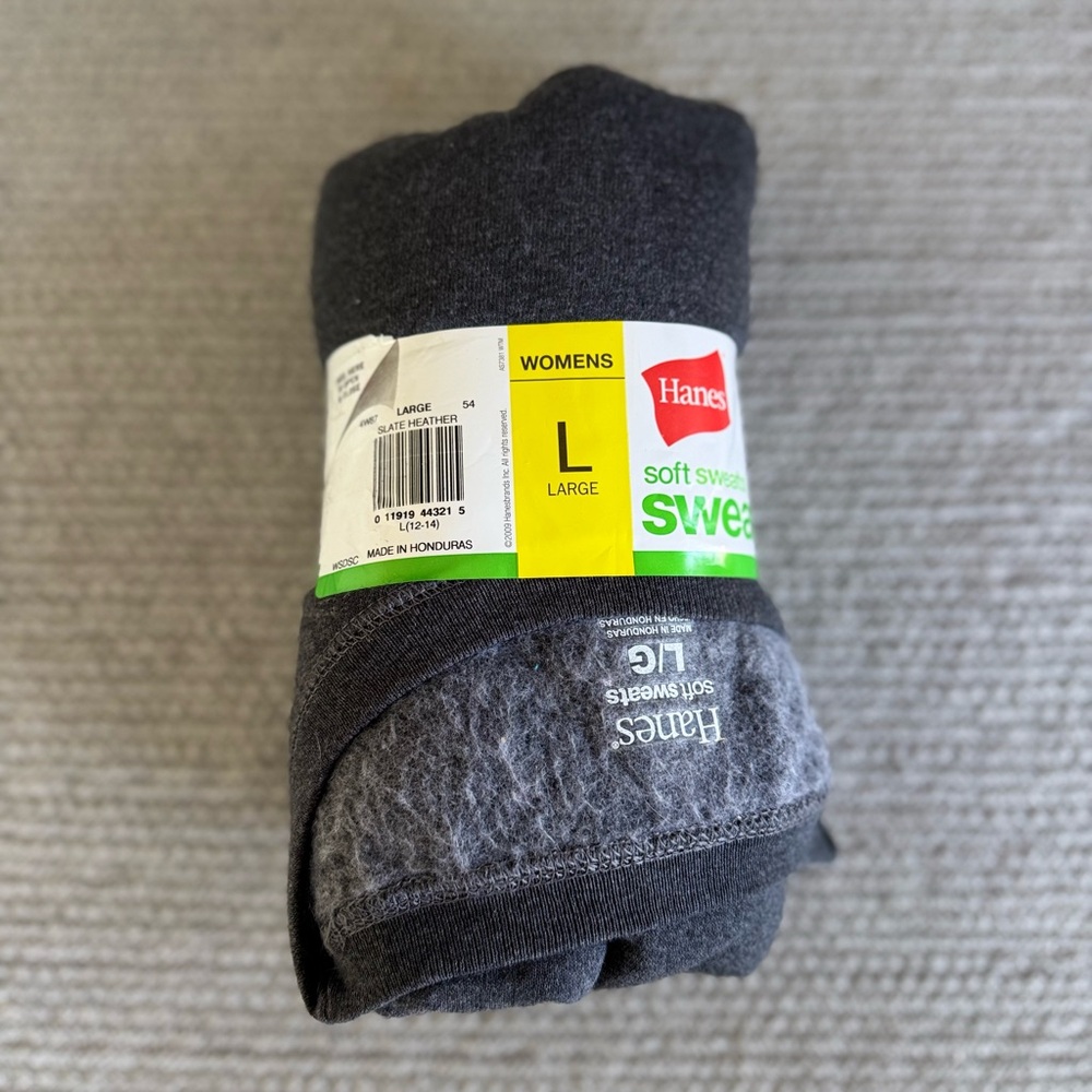 Vintage HANES Charcoal Gray Soft Sweats Sweatshirt Size Large New in Package